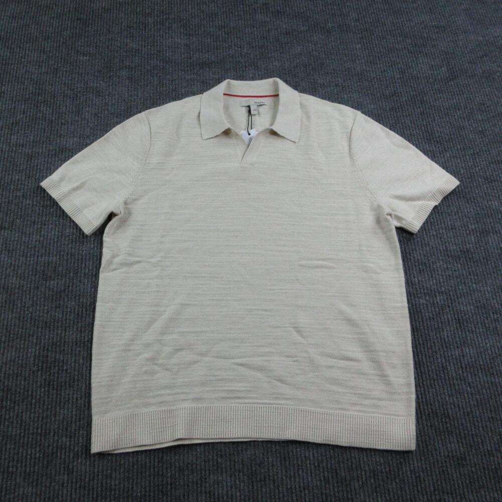 Hawker Rye Sweater Mens L Beige Short Sleeve Collared Pullover Cotton Polo NWT
